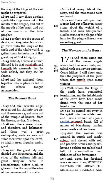 Book of Revelation verse order sample page